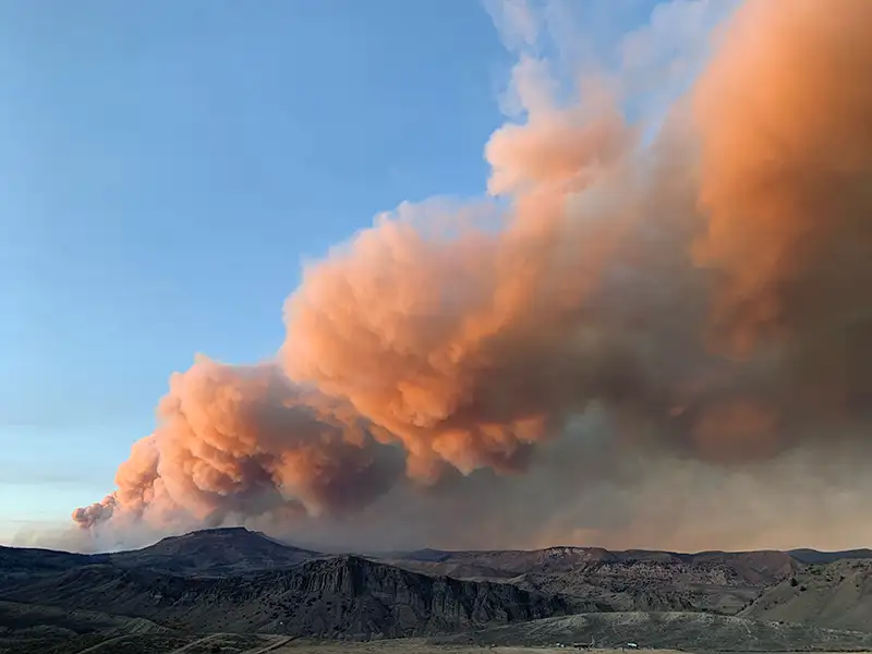 The East Troublesome fire approaching the ranch